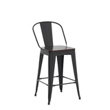 Aklaus Swivel Metal Bar Stools with Backs Counter Stools Set of 4 Counter Height Stools High Back Bar Chairs 24 Inch Barstools Farmhouse Matte Black Aklaus
