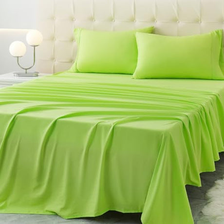 Homilay Twin Size Bed Sheet Set - 3 Piece Soft Microfiber Sheets with Deep Pockets, Cooling Technology, and Wrinkle-Free Pillowcase. Hotel-Quality, Durable Bedding, Sharp Green Homilay