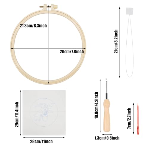 Allazone 3 Set Embroidery Starter Kits for Beginner, Cat Punch Needle Kit with Instruction, Plastic Hoop, Yarns and Embroidery Handle Needle Pen