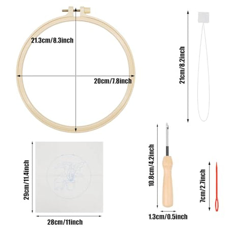 Allazone 3 Set Embroidery Starter Kits for Beginner, Cat Punch Needle Kit with Instruction, Plastic Hoop, Yarns and Embroidery Handle Needle Pen Allazone