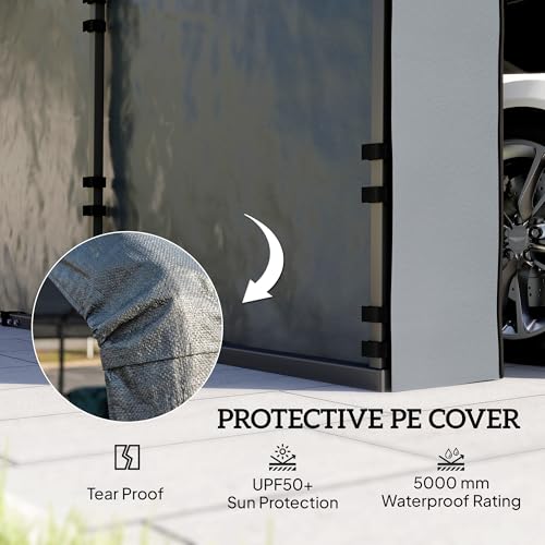 Outsunny Carport Replacement Sidewall Panels Set of 4 for 12' x 20' Carports, UPF50+ Waterproof PE Tarp Replacement Side Wall Cover with Zipper Door, Top Cover and Frame Not Included, Dark Gray Outsunny