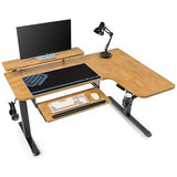 EUREKA ERGONOMIC L Shaped Standing Desk w Solid Wood Tabletop,61" Electric Corner Computer Desk, Adjustable Height Desk w Keyboard Tray,Dual Motor,LED Monitor Stand,Right/Oak EUREKA ERGONOMIC