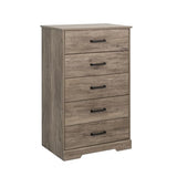 Prepac Dresser for Bedroom, Chest 5 Drawers, 18.5" D x 27.5" W x 43.5" H, Rustic Brown Prepac