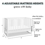 Davinci Hunter 3-in-1 Convertible Crib, White, Easy Assemble, Greenguard Gold Certified DaVinci