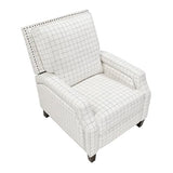 Lexicon Pushback Recliner Chair, Plaid Textured Fabric Armchair Push Back Reclining Chair, Nailhead Trim, Solid Wood Legs, Easy Assembly for Living Room/Office/Apartment, Off-White Lexicon