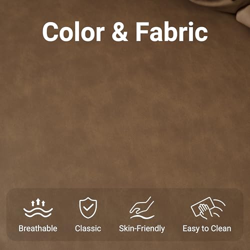 N NOORDENIYA 55'' Leather Sofa Bed, Pull Out Sleeper Sofa Couch Bed, Loveseat Sleeper, Futon Sofa Couch with Side Pocket, Convertible Sofa Bed for Living Room, Apartment, Bedroom, RV, Brown N NOORDENIYA