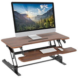 Mount-It! 38 Inch Standing Desk Converter, Sit Stand Desk Riser for Dual Monitors with Keyboard Tray, Height Adjustable Desktop Workstation, Easy Lift Gas Spring, Rustic Walnut Brown Mount-It!