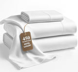 LANE LINEN 100% Cotton Sheets – 450 Thread Count Naturally Cooling Twin Sheets Set, Soft & Comfy Sateen Weave, Deep Pocket Fits 15” Mattress, Fade-Resistant Hotel Bedding, White LANE LINEN