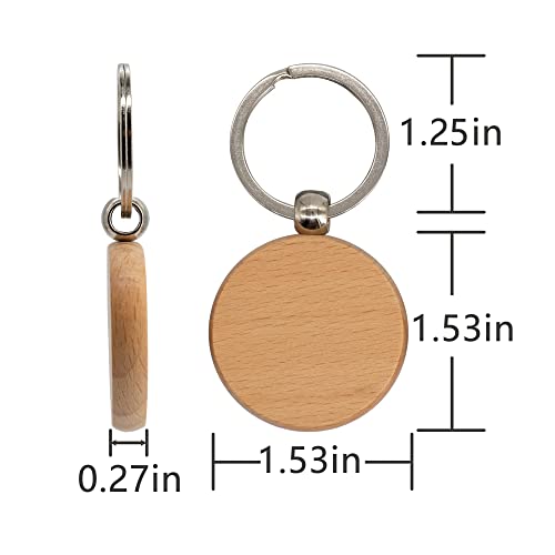 TFoRibbon Blank Wooden Key Tag Key Chain Wood Engraving Blanks 20 Pack (Round) TFoRibbon