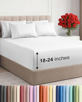 Extra Deep Queen Sheet Set - 6 Piece Breathable and Cooling Sheets - Hotel Luxury Bedding for Women, Men, Kids & Teens - Easy & Secure Fit - Soft, Wrinkle Free and Comfy - Extra Deep Pockets - White CGK Unlimited