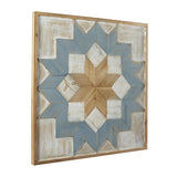 Deco 79 Wood Geometric Handmade Home Wall Decor Southwestern Star Wall Sculpture with Whitewashed Brown Accents, Wall Art 31" x 1" x 31", Blue Deco 79