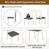 Merax Mid-Century 5-Piece Round Dining Table Set for 4, Solid Wood Kitchen Table with Upholstered Chairs for Small Spaces, Brown Table and Gray Chairs Merax