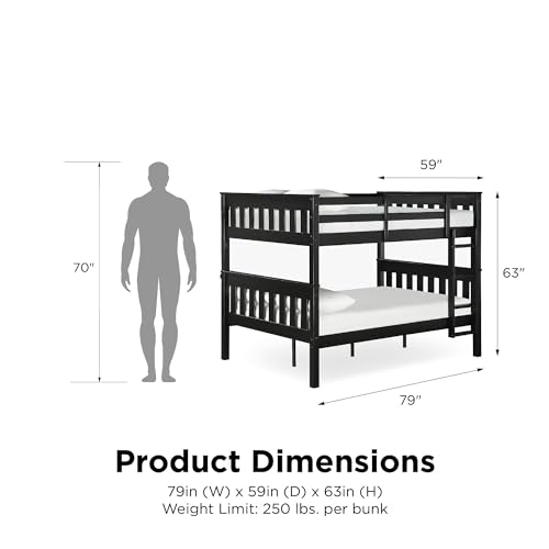 DHP Moon Full Over Full Bunk Bed with USB Port in Black - WoodArtSupply