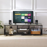 VECELO TV Stand with Power Outlets for Televisions up to 75Inch, 62" Media Entertainment Center with Charging Station 3-Tier Open Storage Shelves with Metal Frame for Living Room/Bedroom，Grey VECELO