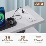 Seventable White Computer Desk with Drawers, Gaming Desk with Keyboard Tray, Office Desk with LED Lights & Power Outlets, 47 inch Writing Desk with Monitor Stand for Small Space Seventable