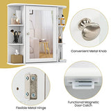 Tangkula Bathroom Medicine Cabinet with Mirror, Wall Mounted Bathroom Storage Cabinet w/Mirror Door & 6 Open Shelves, Adjustable Shelves, Mirrored Bathroom Wall Cabinet (White) Tangkula