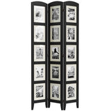 SZQINJI 3 Panel Photo Room Divider Screen, Solid Wood Divider for Room Separation for 8x10 Picture Frame Without Mat for 5x7 Photo with Mat, Black SZQINJI