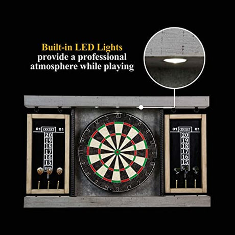 Seller123 Prescott Collection 40'' Dartboard Cabinet Set, Steel Tip Darts, Gray Seller123