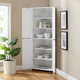 Crosley Furniture Savannah Traditional Corner Pantry Storage Cabinet with Shelves, Kitchen, Dining, Laundry, White Crosley Furniture