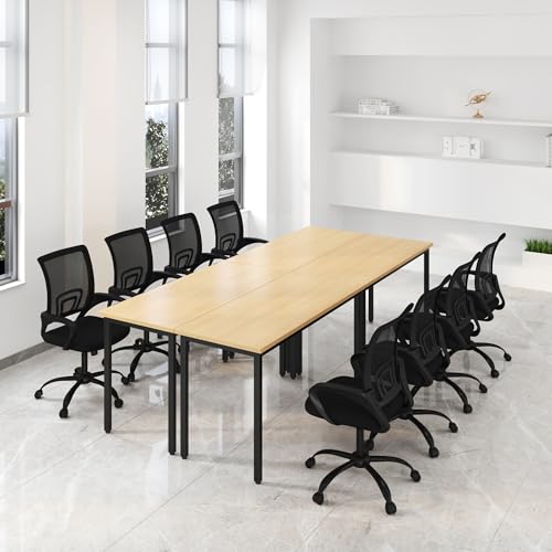 Bonzy Home 9FT Conference Table with Chairs Set, 4pcs Office Tables & 8pcs Chairs Set for Conference Room Meeting Room Training Room, Natural Bonzy Home