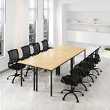 Bonzy Home 9FT Conference Table with Chairs Set, 4pcs Office Tables & 8pcs Chairs Set for Conference Room Meeting Room Training Room, Natural Bonzy Home