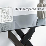 Edwin's Choice Black Glass Console Table Narrow Sofa Table with Grey Tempered Glass Top and Black Metal Tubular Legs with Gold Rim, 45”Lx18”Wx30”H Edwin's Choice