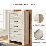 Signature Design by Ashley Bellaby Vintage Farmhouse 5 Drawer Chest of Drawers, Whitewash Signature Design by Ashley