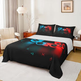 Gaming Bedding Sets for Boys Gamer Sheet Set King,Blue Red Gamepad Bed Sheet Sets Kid Men Video Games Fitted Sheet for Teen Child Game Room Decor Black Classic Retro Gaming Flat Sheet with Pillowcase Erosebridal