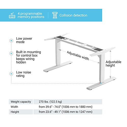PROGRESSIVE AUTOMATIONS Standing Desk Legs Dual Motor. Adjustable 3 Stages Frame for DIY Stand up Home Office desks suites Tops from 48" to 73" FLT-02 White PROGRESSIVE AUTOMATIONS