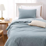 Wake In Cloud - Cotton Duvet Cover Set, Twin Size, Light Denim Blue, 100% Washed Cotton, Linen Like Textured, Breathable Percale Durable Comfy Farmhouse Neutral Bedding Set, 3 Pieces Wake In Cloud