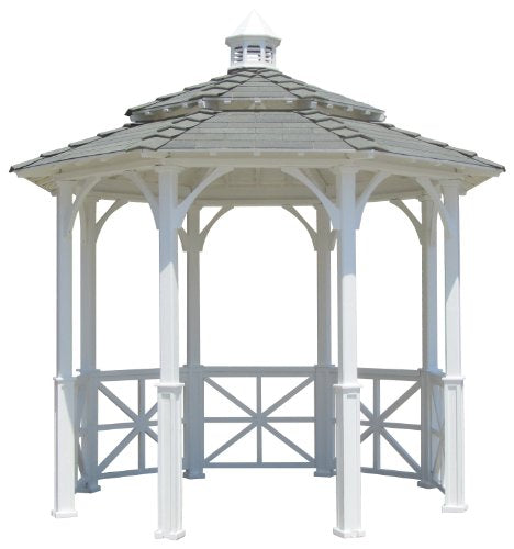 SamsGazebos 10' Octagon English Cottage Garden Gazebo with Two-Tiered Roof and Cupola, Adjustable for an Uneven Patio, Made in USA SamsGazebos