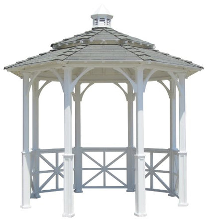 SamsGazebos 10' Octagon English Cottage Garden Gazebo with Two-Tiered Roof and Cupola, Adjustable for an Uneven Patio, Made in USA - WoodArtSupply