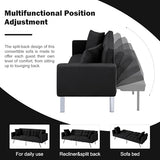 78" Modern Sofa Bed Futon,Convertible Sleeper Bed Couch with 4 Reclining Backrest,Comfy Velvet Cloud Sofa Loveseat for Living Room Bedroom Office (Black) Anwick