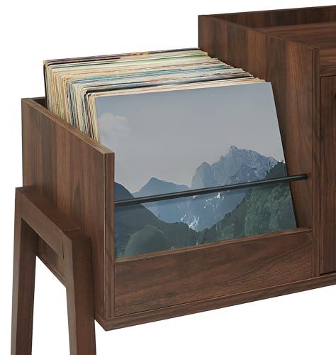 Crosley Furniture Luna Record Player Cabinet Turntable Stand, Storage for up to 175 Vinyl Records, Walnut Crosley Furniture