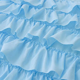 Holawakaka Light Blue Waterfall Ruffle Comforter Set, Full Size Shabby Chic Ruffled Bedding Set for Girls Women, Kids Teens Ruched Dorm Bed Set 3 Pieces Holawakaka