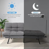 MUUEGM Futon Sofa Bed, 71" Convertible Linen Memory Foam Couch Bed, Modern Backrests Armrests Love Seat for Living Room,Apartment,Office,Light Grey Sleeper Couch MUUEGM
