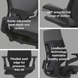 Steelcase Gesture Office Chair - Ergonomic Work Chair with Wheels for Carpet - Comfortable - Intuitive-to-Adjust for Desk - 360-Degree Arms - Graphite Gray Fabric Steelcase