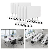 Usosidam Office Folding Conference Room Table,6 Pack Portable Mobile Conference Table with Large Wheels Foldable Modular Training Tables for Classroom Meetings Boardroom Events White55.2，6 Usosidam
