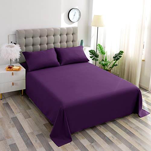 Sfoothome Fitted Bottom Sheet for Mattress, Single Twin Size Purple Microfiber Fitted Sheet with Deep Pocket Sfoothome