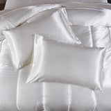 Bedding_Dreamer Silk Like White Comforter Set with Sheet Set King Size 8 Pieces Satin Bedding Set Silky Bed-in-a-Bag Luxury Hotel Soft Silky Comforter Set with 1 Cushion Cover Vegan Silky Bed Set Bedding_Dreamer