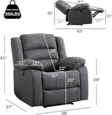 CANMOV Power Recliner Chair for Adults, Oversized Electric Recliner with Soft Cushion and Back, Upholstered Soft Fabric Reclining Chair for Living Room, Bedroom, Grey