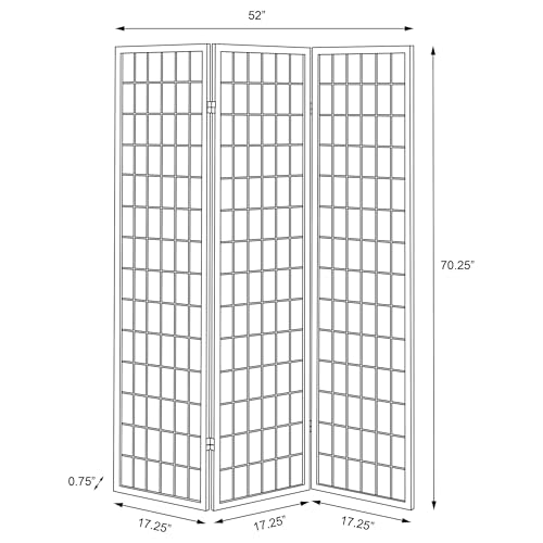 Coaster Home Furnishings - Carrie - Solid Wood - 3-Panel Folding Shoji Screen Room Divider with Linear Grid Design, Metal Hinges and Freestanding Piece - Living Room - Natural Brown - 4621 Coaster Fine Furniture