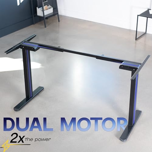 VIVO Electric Dual Motor Standing Desk Frame for 41 to 81 inch Table Tops, Frame Only, Ergonomic Standing Height Adjustable Base with Push Button Memory Controller, Black, DESK-V122EB VIVO