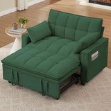 Portaforta Sleeper Sofa with Pull Out Couch Bed, 48" Convertible Pull-Out Sofa Bed Chair, 3-in-1 Futon Couch with Reclining Backrest and Side Pockets for Living Room Bedroom Apartment, Green Portaforta