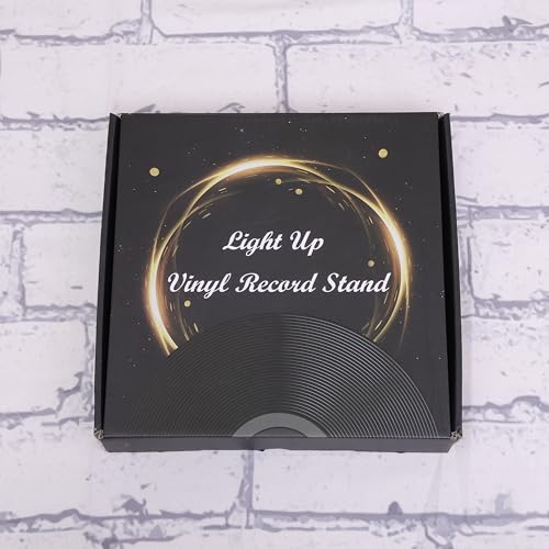 YuanDian Now Playing Vinyl Stand, Light up Now Spinning Record Stand, Wooden Acrylic Holder for Vinyl Album Display Storage, Vinyl Record LED Display Storage Collection Holder