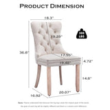 SoarTalent Velvet Upholstered Dining Chairs Set of 2, Modern Style Kitchen Side Chairs with Nailhead Trim and Wood Legs,Metal Pulling Ring for Dining Room Living Room(Beige,Set of 2) SoarTalent