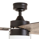 Prominence Home Reston, 42 Inch Modern Farmhouse LED Ceiling Fan with Light, Pull Chain, Dual Mounting Options, Dual Finish Blades, Reversible Motor - 51015-01 (Bronze) Prominence Home