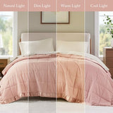Madison Park Windom Down Alternative Blanket, Premium 3M Scotchgard Moisture Wicking Treatment, Lightweight and Soft Bed Cover For All Season, Satin Trim, Blush Full/Queen Madison Park
