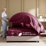HIMEET Full Size Comforter Sets - 7 Pieces Bed in a Bag Full, Luxury Comforter Set with Sheets for All Season, Bed Set with Comforter, Flat Sheet, Fitted Sheet, Pillowcases & Shams, Burgundy HIMEET
