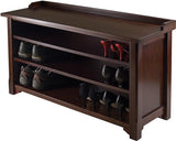 Winsome Dayton Storage Hall Bench With Shelves, Antique Walnut (94841) Winsome
